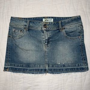Vintage denim bebe mini skirt rhinestone
